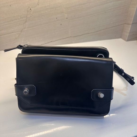 Mackage "Nomad" Convertible Shoulder Cross body, travel Bag Purse Black leather - Picture 5 of 15